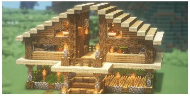 Casa na montanha para usar no começo do survival do Minecraft