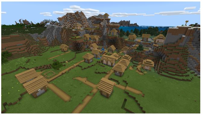 melhores sementes de Minecraft Huge Village com Ravine